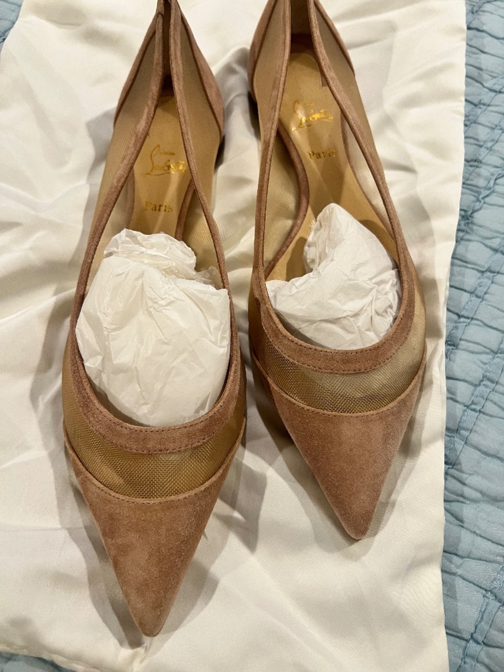 Christian Louboutin Galativi Beige Nude Courtisane Suede- SIZE 40